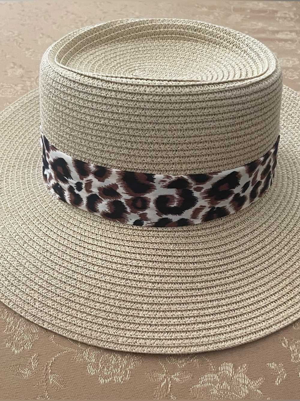 Leopard Band Straw Sun Hat.🌞🐆